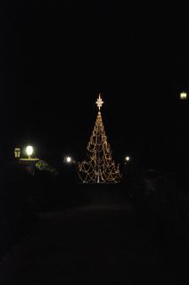 Le grand sapin lumineux devant la Villa, visible dans toute la vallée.