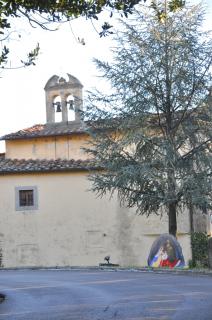 Crèche peinte par un séminariste, placée à l&rsquo;entrée de la Villa.