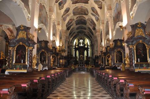 Deux chanoines célébrant la sainte Messe sur les autels latéraux avant la Messe pontificale